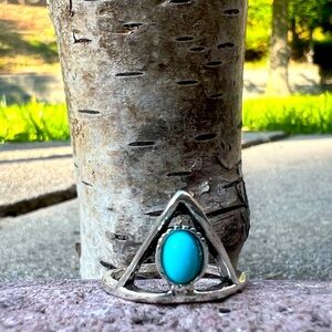 💍 Silver Turquoise Ring and Triangular accent